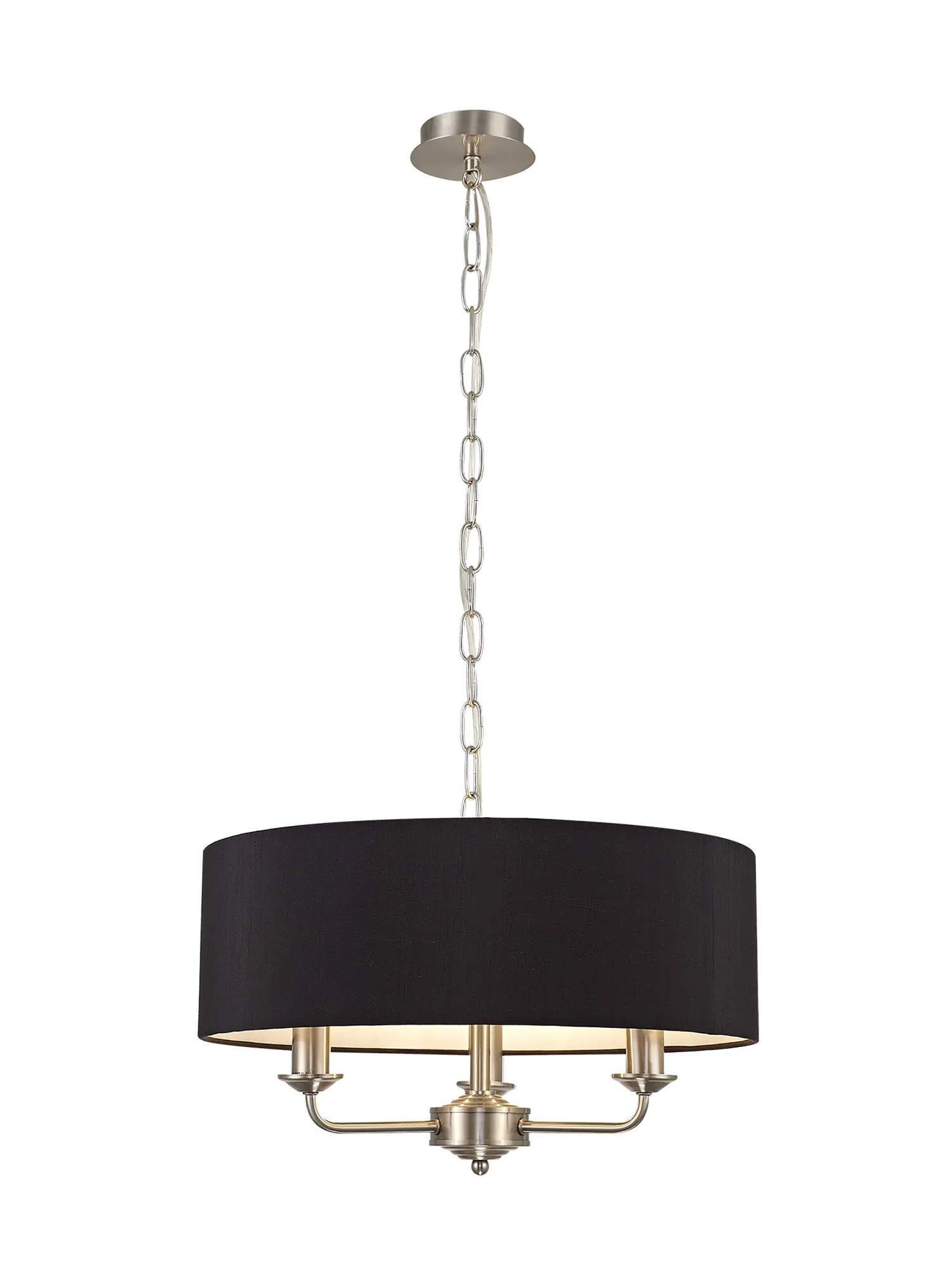 Banyan 45cm 3 Light Pendant Satin Nickel; Black